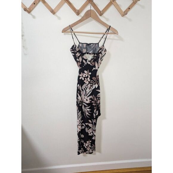 Windsor Tropical Print Asymmetrical Cutout Back Dress - Size S - Picture 1 of 9